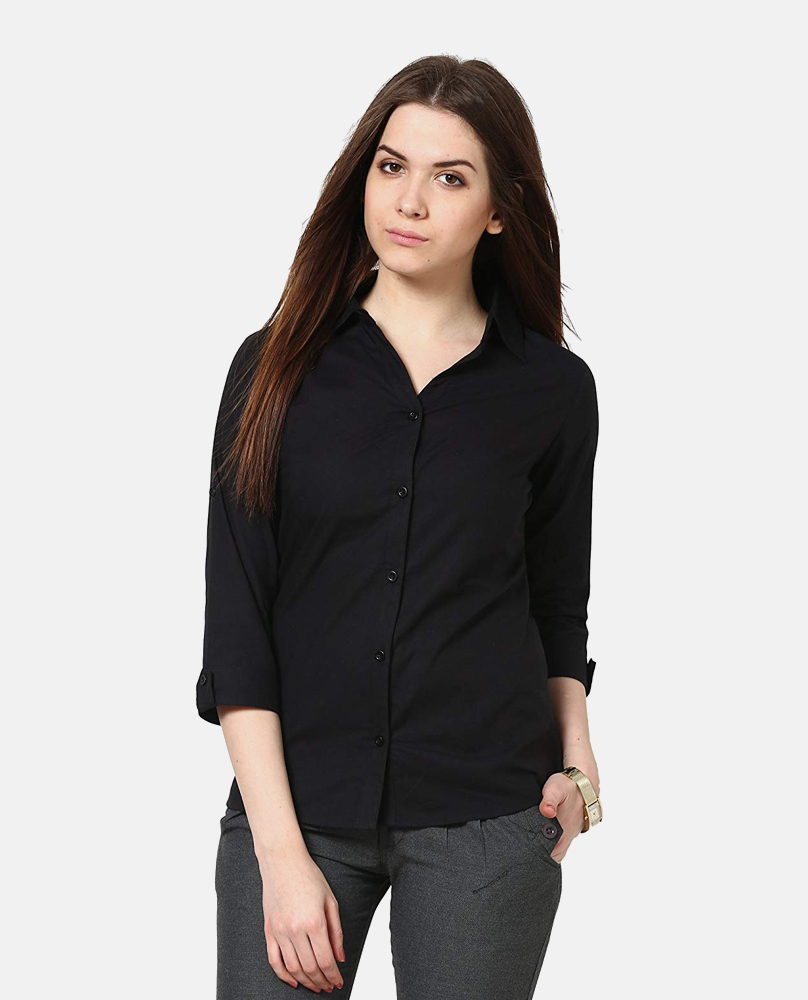 İpek Siyah Kadın Gömleği